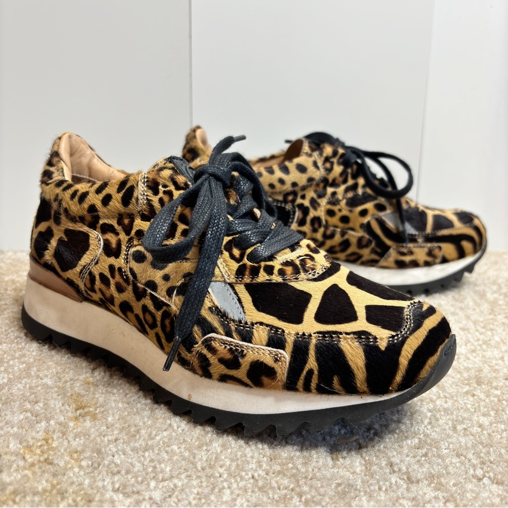Greats x Nick Wooster Pronto Calf Hair Leopard Print Sneakers Size 38.5 - Picture 2 of 13
